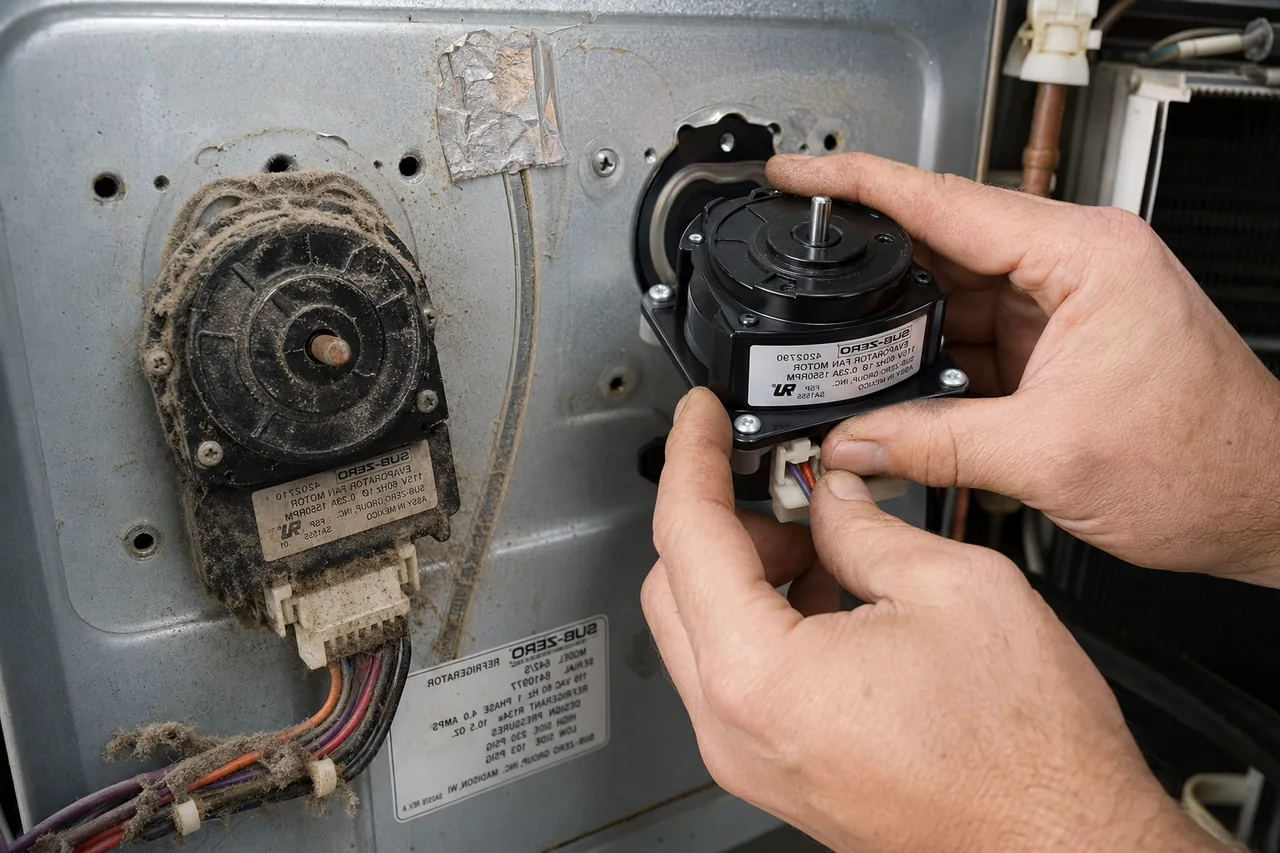 Close-up of an OEM appliance part replacement