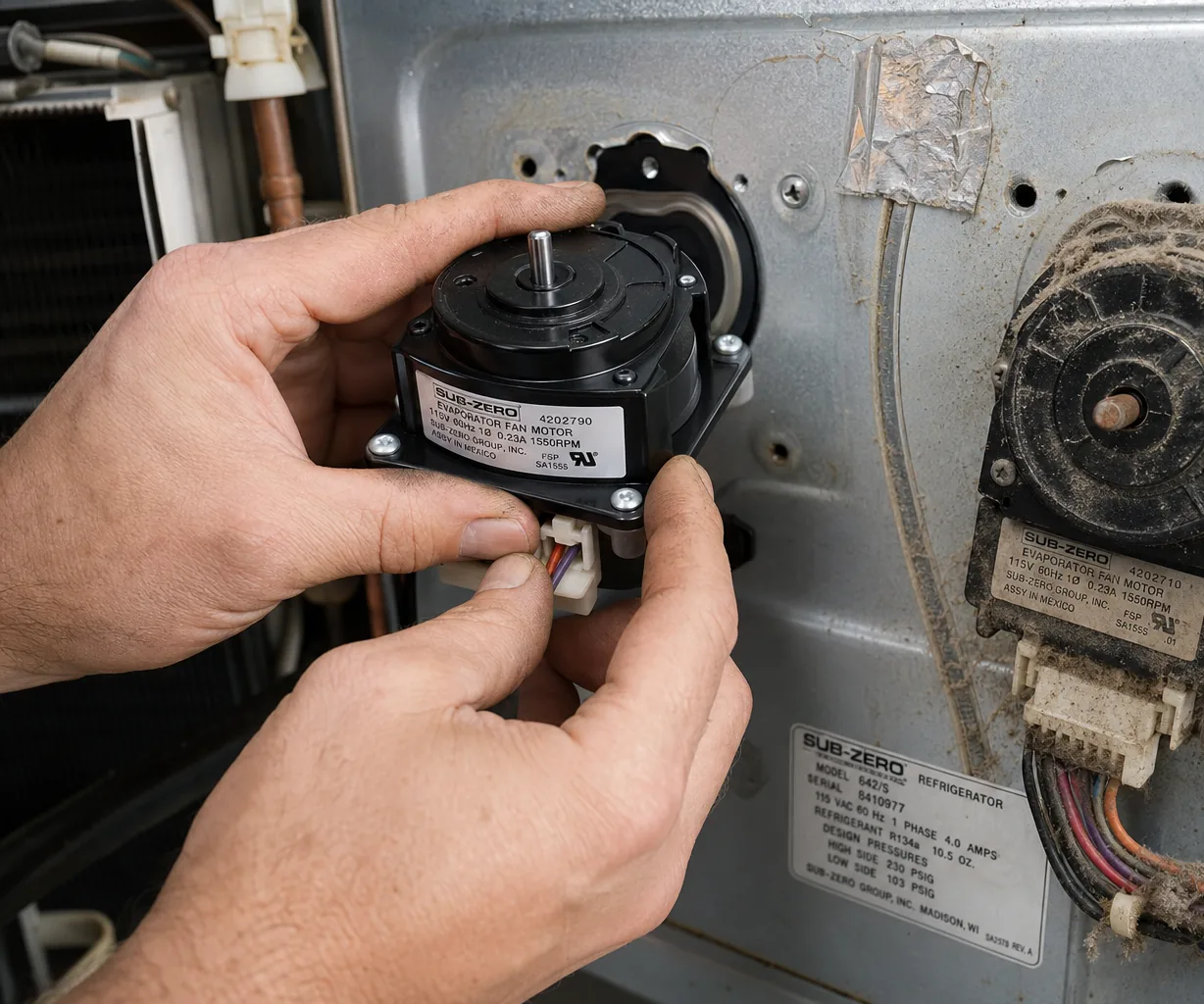 Close-up of an OEM appliance part replacement